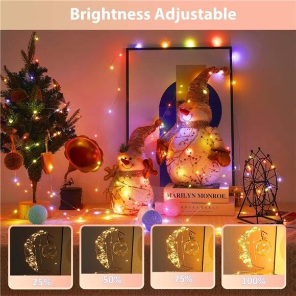Battery Operated Fairy String Lights 50 LEDs Warm White Multi Color Twinkle Ligh - Picture 4 of 8